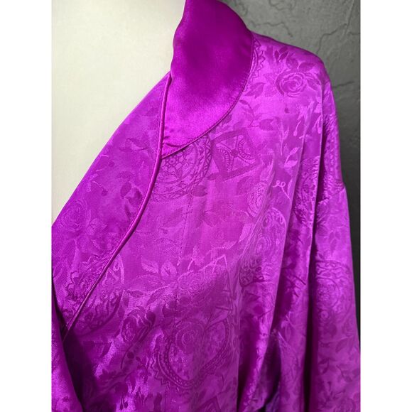 Victoria’s Secret Gold Label Purple Satin Jacquard Long Robe - Women’s Size M/L - Picture 9 of 10